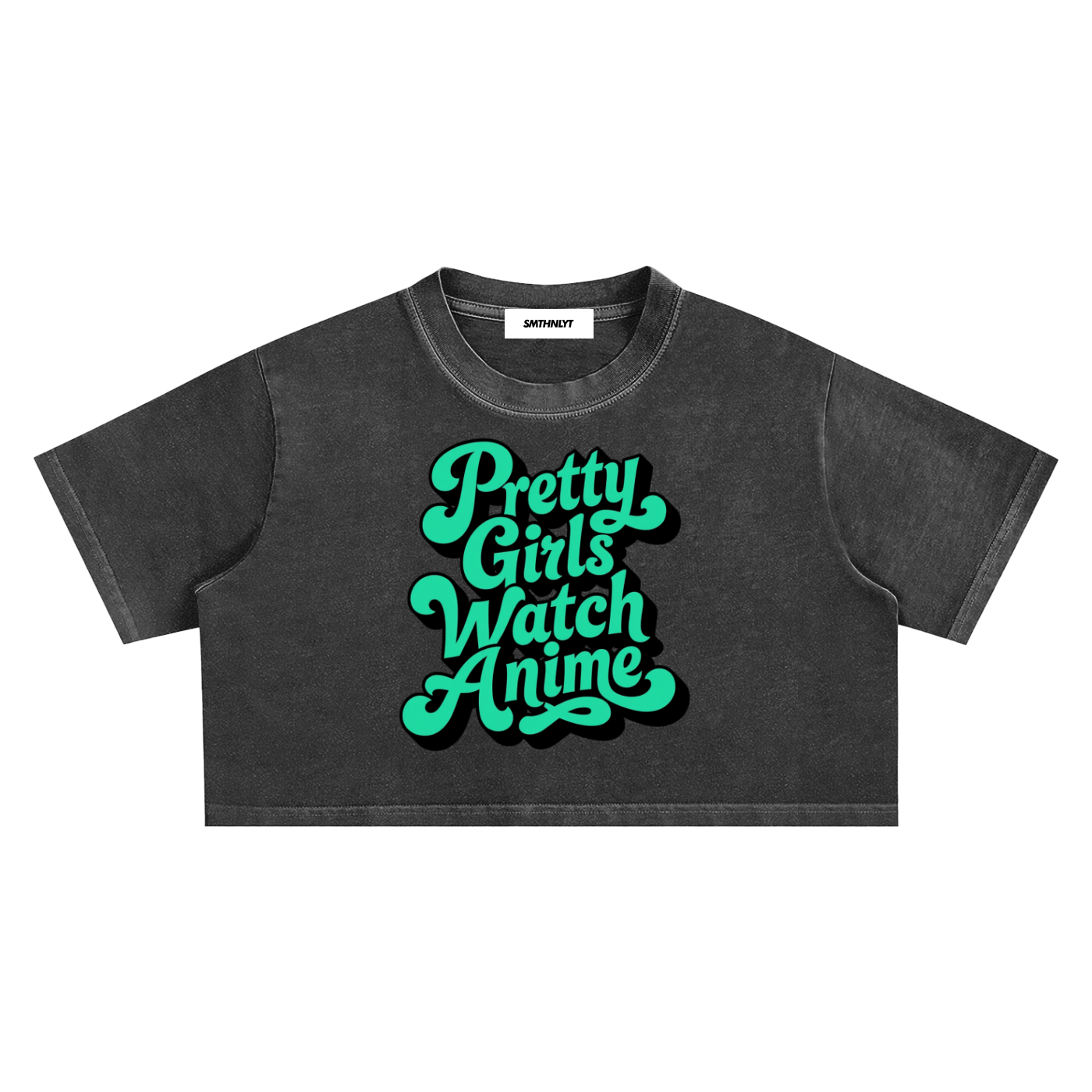 Pretty Girls Watch Anime Snow Washed Crop Top